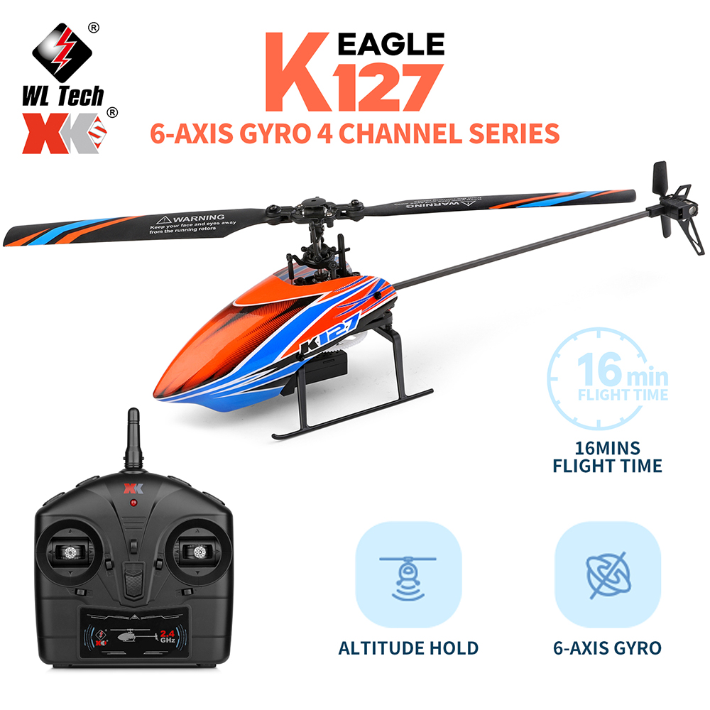 Rc Helicopter Gyro - Wltoys xk K127 2.4グラム4CH 6-Aixsジャイロ高さ保持ホバーシングルブレードプロペラ小型rcヘリコプターV911Sアップグレード