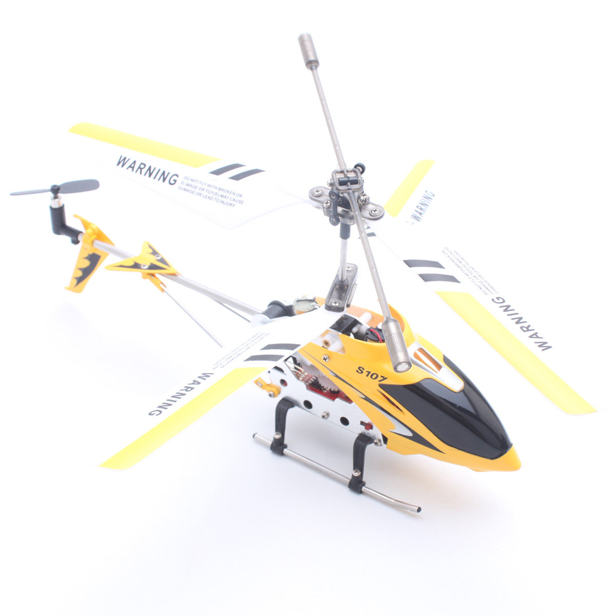 Rc Helicopter Gyro - S107g ミニRCヘリコプター。3チャンネル、赤外線、黄色、内蔵ジャイロ、デュアルプロペラ、LEDライト搭載。室内飛行用。