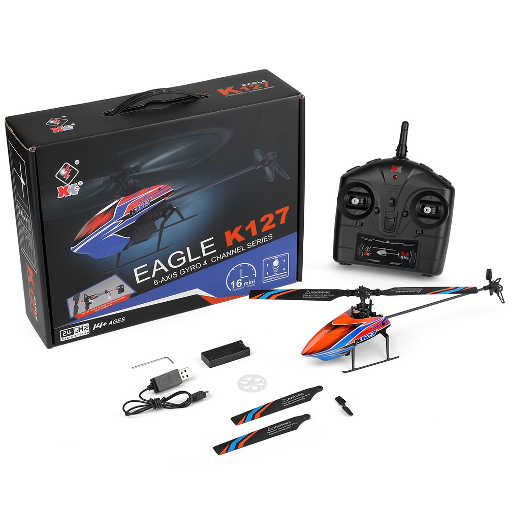 Wltoys xk K127 2.4グラム4CH 6-Aix - Rc Helicopter Gyro のレビューと価格